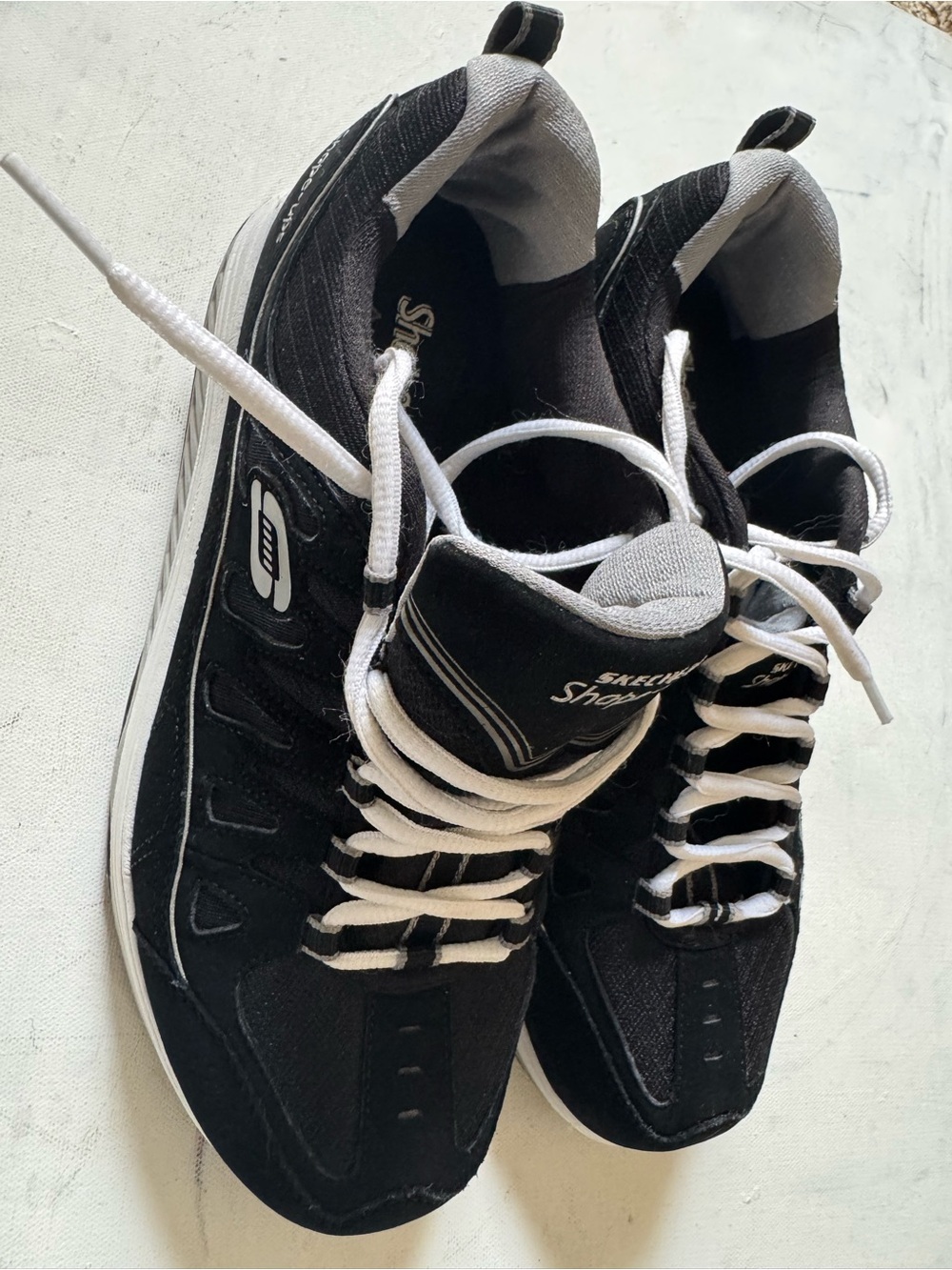 Skechers Black and White Lace-Up Athletic Shoes